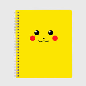 Тетрадь с принтом Happy Pikachu в Петрозаводске, 100% бумага | 48 листов, плотность листов — 60 г/м2, плотность картонной обложки — 250 г/м2. Листы скреплены сбоку удобной пружинной спиралью. Уголки страниц и обложки скругленные. Цвет линий — светло-серый
 | Тематика изображения на принте: 