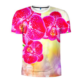 Мужская футболка 3D спортивная с принтом Орхидея в Петрозаводске, 100% полиэстер с улучшенными характеристиками | приталенный силуэт, круглая горловина, широкие плечи, сужается к линии бедра | лепесток | орхидея | природа | цветок | яркая