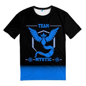 Мужская футболка 3D с принтом Team Mystic в Петрозаводске, 100% полиэфир | прямой крой, круглый вырез горловины, длина до линии бедер | Тематика изображения на принте: go | mystic | pokemon | team | покемон