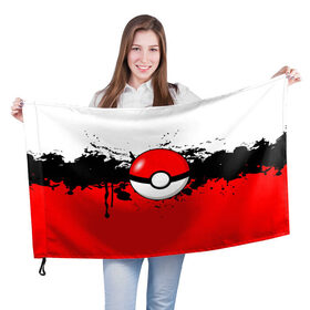 Флаг 3D с принтом Pokeball в Петрозаводске, 100% полиэстер | плотность ткани — 95 г/м2, размер — 67 х 109 см. Принт наносится с одной стороны | 