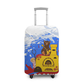 Чехол для чемодана 3D с принтом Россия. Медведь. Балалайка в Петрозаводске, 86% полиэфир, 14% спандекс | двустороннее нанесение принта, прорези для ручек и колес | матрешка | печька | россия. медведь. балалайка