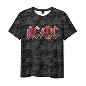 Мужская футболка 3D с принтом AC/DC в Петрозаводске, 100% полиэфир | прямой крой, круглый вырез горловины, длина до линии бедер | ac dc | acdc | rock | ангус янг | рок