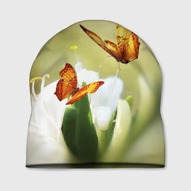 Шапка 3D с принтом Чудесные бабочки в Петрозаводске, 100% полиэстер | универсальный размер, печать по всей поверхности изделия | бабочки | цветы