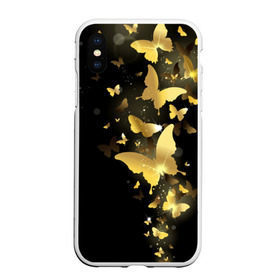 Чехол для iPhone XS Max матовый с принтом Золотые бабочки в Петрозаводске, Силикон | Область печати: задняя сторона чехла, без боковых панелей | бабочки | девушкам | злато | золото