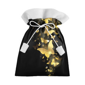 Подарочный 3D мешок с принтом Золотые бабочки в Петрозаводске, 100% полиэстер | Размер: 29*39 см | Тематика изображения на принте: бабочки | девушкам | злато | золото