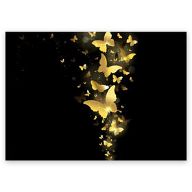 Поздравительная открытка с принтом Золотые бабочки в Петрозаводске, 100% бумага | плотность бумаги 280 г/м2, матовая, на обратной стороне линовка и место для марки
 | Тематика изображения на принте: бабочки | девушкам | злато | золото