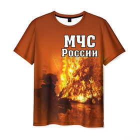Мужская футболка 3D с принтом МЧС России в Петрозаводске, 100% полиэфир | прямой крой, круглый вырез горловины, длина до линии бедер | мчс | пожарный | россии