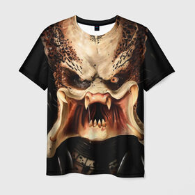 Мужская футболка 3D с принтом Хищник в Петрозаводске, 100% полиэфир | прямой крой, круглый вырез горловины, длина до линии бедер | predator | зубы | инопланетянин