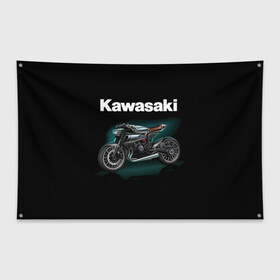 Флаг-баннер с принтом Kawasaky concept в Петрозаводске, 100% полиэстер | размер 67 х 109 см, плотность ткани — 95 г/м2; по краям флага есть четыре люверса для крепления | kawasaky