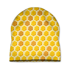 Шапка 3D с принтом Медовые соты в Петрозаводске, 100% полиэстер | универсальный размер, печать по всей поверхности изделия | арт | еда | мед | пчелы | соты