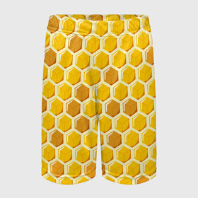 Детские спортивные шорты 3D с принтом Медовые соты в Петрозаводске,  100% полиэстер
 | пояс оформлен широкой мягкой резинкой, ткань тянется
 | арт | еда | мед | пчелы | соты