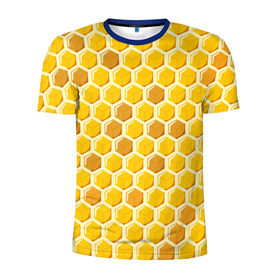 Мужская футболка 3D спортивная с принтом Медовые соты в Петрозаводске, 100% полиэстер с улучшенными характеристиками | приталенный силуэт, круглая горловина, широкие плечи, сужается к линии бедра | арт | еда | мед | пчелы | соты