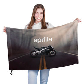 Флаг 3D с принтом Aprilia RSV4 в Петрозаводске, 100% полиэстер | плотность ткани — 95 г/м2, размер — 67 х 109 см. Принт наносится с одной стороны | Тематика изображения на принте: aprilia