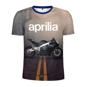 Мужская футболка 3D спортивная с принтом Aprilia RSV4 в Петрозаводске, 100% полиэстер с улучшенными характеристиками | приталенный силуэт, круглая горловина, широкие плечи, сужается к линии бедра | Тематика изображения на принте: aprilia