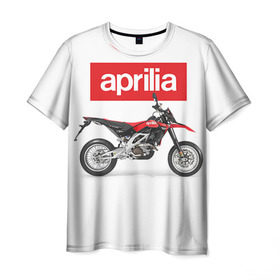 Мужская футболка 3D с принтом Aprilia SXV550 в Петрозаводске, 100% полиэфир | прямой крой, круглый вырез горловины, длина до линии бедер | aprilia