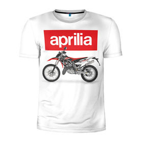 Мужская футболка 3D спортивная с принтом Aprilia enduro в Петрозаводске, 100% полиэстер с улучшенными характеристиками | приталенный силуэт, круглая горловина, широкие плечи, сужается к линии бедра | Тематика изображения на принте: aprilia