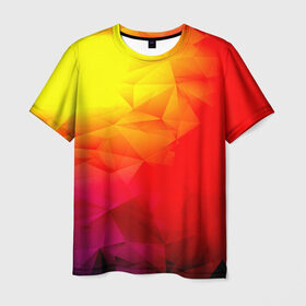 Мужская футболка 3D с принтом Too-Dye в Петрозаводске, 100% полиэфир | прямой крой, круглый вырез горловины, длина до линии бедер | красный | полигоны | яркий