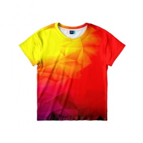Детская футболка 3D с принтом Too-Dye в Петрозаводске, 100% гипоаллергенный полиэфир | прямой крой, круглый вырез горловины, длина до линии бедер, чуть спущенное плечо, ткань немного тянется | красный | полигоны | яркий