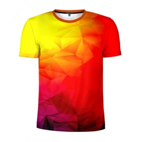 Мужская футболка 3D спортивная с принтом Too-Dye в Петрозаводске, 100% полиэстер с улучшенными характеристиками | приталенный силуэт, круглая горловина, широкие плечи, сужается к линии бедра | красный | полигоны | яркий