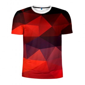 Мужская футболка 3D спортивная с принтом tessellation в Петрозаводске, 100% полиэстер с улучшенными характеристиками | приталенный силуэт, круглая горловина, широкие плечи, сужается к линии бедра | красный | полигон