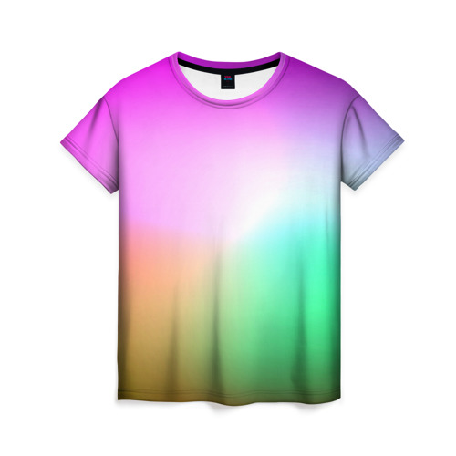 Женская футболка 3D с принтом Сочетание красок в Петрозаводске, 100% полиэфир ( синтетическое хлопкоподобное полотно) | прямой крой, круглый вырез горловины, длина до линии бедер | градиент | пятна | разноцветные