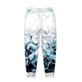 Мужские брюки 3D с принтом Кубики льда в Петрозаводске, 100% полиэстер | манжеты по низу, эластичный пояс регулируется шнурком, по бокам два кармана без застежек, внутренняя часть кармана из мелкой сетки | Тематика изображения на принте: синий