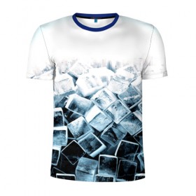 Мужская футболка 3D спортивная с принтом Кубики льда в Петрозаводске, 100% полиэстер с улучшенными характеристиками | приталенный силуэт, круглая горловина, широкие плечи, сужается к линии бедра | Тематика изображения на принте: синий