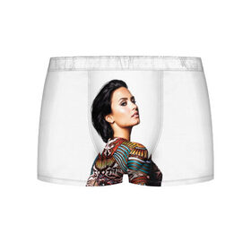 Мужские трусы 3D с принтом Demi Lovato в Петрозаводске, 50% хлопок, 50% полиэстер | классическая посадка, на поясе мягкая тканевая резинка | Тематика изображения на принте: demi lovato | звезда | знаменитость | музыка | певица