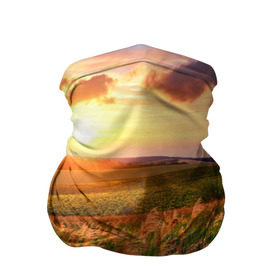 Бандана-труба 3D с принтом Родные просторы в Петрозаводске, 100% полиэстер, ткань с особыми свойствами — Activecool | плотность 150‒180 г/м2; хорошо тянется, но сохраняет форму | sunrise | sunset | восход | деревня | закат | луг | небо | облака | поле | природа | солнце | цветы