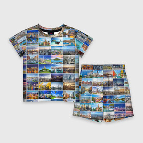 Детский костюм с шортами 3D с принтом Мир путешествий в Петрозаводске,  |  | азия | берлин | вегас | венеция | воспоминания | города | достопримечательности | европа | египет | калифорния | каникулы | лондон | милан | москва | ностальгия | нью йорк | отдых | отпуск | память