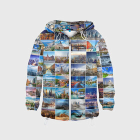 Детская ветровка 3D с принтом Знатный турист в Петрозаводске, 100% полиэстер | подол и капюшон оформлены резинкой с фиксаторами, по бокам два кармана без застежек, один потайной карман на груди | азия | берлин | вегас | венеция | воспоминания | города | достопримечательности | европа | египет | калифорния | каникулы | лондон | милан | москва | ностальгия | нью йорк | отдых | отпуск | память
