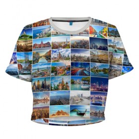 Женская футболка 3D укороченная с принтом Знатный турист в Петрозаводске, 100% полиэстер | круглая горловина, длина футболки до линии талии, рукава с отворотами | азия | берлин | вегас | венеция | воспоминания | города | достопримечательности | европа | египет | калифорния | каникулы | лондон | милан | москва | ностальгия | нью йорк | отдых | отпуск | память