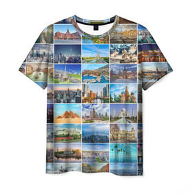 Мужская футболка 3D с принтом Достопримечательности планеты в Петрозаводске, 100% полиэфир | прямой крой, круглый вырез горловины, длина до линии бедер | Тематика изображения на принте: азия | берлин | вегас | венеция | воспоминания | города | достопримечательности | европа | египет | калифорния | каникулы | лондон | милан | москва | ностальгия | нью йорк | отдых | отпуск | память