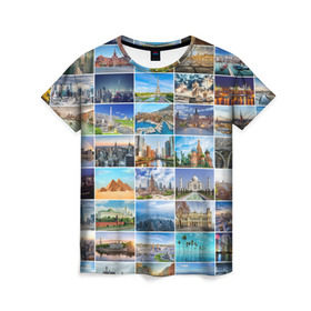Женская футболка 3D с принтом Достопримечательности планеты в Петрозаводске, 100% полиэфир ( синтетическое хлопкоподобное полотно) | прямой крой, круглый вырез горловины, длина до линии бедер | азия | берлин | вегас | венеция | воспоминания | города | достопримечательности | европа | египет | калифорния | каникулы | лондон | милан | москва | ностальгия | нью йорк | отдых | отпуск | память