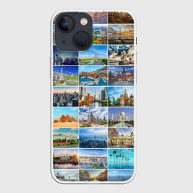 Чехол для iPhone 13 mini с принтом Достопримечательности планеты в Петрозаводске,  |  | Тематика изображения на принте: азия | берлин | вегас | венеция | воспоминания | города | достопримечательности | европа | египет | калифорния | каникулы | лондон | милан | москва | ностальгия | нью йорк | отдых | отпуск | память