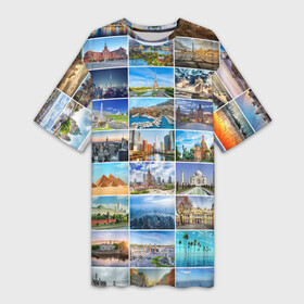 Платье-футболка 3D с принтом Достопримечательности планеты в Петрозаводске,  |  | азия | берлин | вегас | венеция | воспоминания | города | достопримечательности | европа | египет | калифорния | каникулы | лондон | милан | москва | ностальгия | нью йорк | отдых | отпуск | память