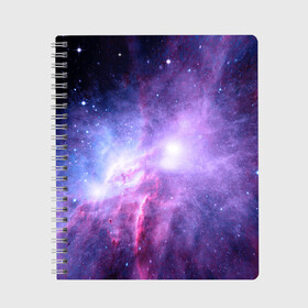Тетрадь с принтом Космический пейзаж в Петрозаводске, 100% бумага | 48 листов, плотность листов — 60 г/м2, плотность картонной обложки — 250 г/м2. Листы скреплены сбоку удобной пружинной спиралью. Уголки страниц и обложки скругленные. Цвет линий — светло-серый
 | Тематика изображения на принте: величие | вселенная | галактика | звёздная пыль | звёзды | комета | космос | красота | метеориты | метеоры | млечный путь | планеты | пространство | созвездия