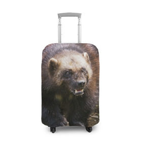 Чехол для чемодана 3D с принтом Росомаха в Петрозаводске, 86% полиэфир, 14% спандекс | двустороннее нанесение принта, прорези для ручек и колес | животные | лес | медведи | охота | природа | туризм