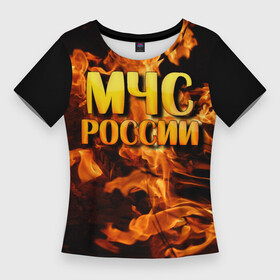 Женская футболка 3D Slim с принтом МЧС России 2 в Петрозаводске,  |  | мчс | пожарный | россии