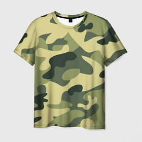Мужская футболка 3D с принтом Зелёный камуфляж в Петрозаводске, 100% полиэфир | прямой крой, круглый вырез горловины, длина до линии бедер | camouflage | green camouflage | зеленый камуфляж | камуфляж