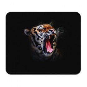 Коврик прямоугольный с принтом Оскал тигра в Петрозаводске, натуральный каучук | размер 230 х 185 мм; запечатка лицевой стороны | Тематика изображения на принте: дикая кошка | пасть | тигр | хищник
