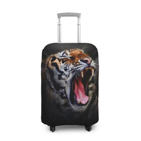 Чехол для чемодана 3D с принтом Оскал тигра в Петрозаводске, 86% полиэфир, 14% спандекс | двустороннее нанесение принта, прорези для ручек и колес | дикая кошка | пасть | тигр | хищник