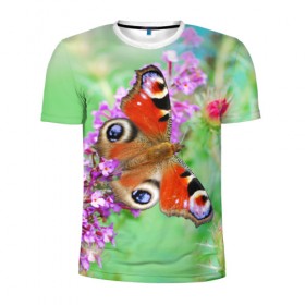 Мужская футболка 3D спортивная с принтом Прелесть в Петрозаводске, 100% полиэстер с улучшенными характеристиками | приталенный силуэт, круглая горловина, широкие плечи, сужается к линии бедра | бабочка | лепестки | прикольные картинки | природа | цветочки | цветы