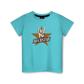 Детская футболка хлопок с принтом Rockstar в Петрозаводске, 100% хлопок | круглый вырез горловины, полуприлегающий силуэт, длина до линии бедер | rock | рок | рок звезда