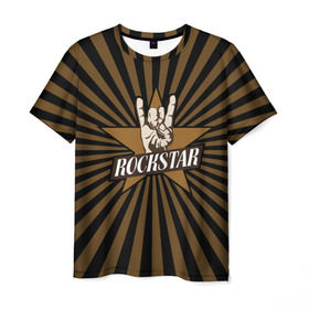 Мужская футболка 3D с принтом Rockstar в Петрозаводске, 100% полиэфир | прямой крой, круглый вырез горловины, длина до линии бедер | hard | metal | music | rock | металл | музыка | рок | рок звезда