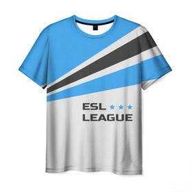 Мужская футболка 3D с принтом ESL league в Петрозаводске, 100% полиэфир | прямой крой, круглый вырез горловины, длина до линии бедер | 