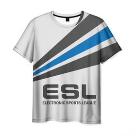 Мужская футболка 3D с принтом ESL в Петрозаводске, 100% полиэфир | прямой крой, круглый вырез горловины, длина до линии бедер | cs go | cyber | dota 2 | progamer | sport | киберспорт