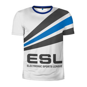Мужская футболка 3D спортивная с принтом ESL в Петрозаводске, 100% полиэстер с улучшенными характеристиками | приталенный силуэт, круглая горловина, широкие плечи, сужается к линии бедра | cs go | cyber | dota 2 | progamer | sport | киберспорт