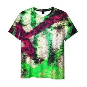 Мужская футболка 3D с принтом Grunge color в Петрозаводске, 100% полиэфир | прямой крой, круглый вырез горловины, длина до линии бедер | граффити | стена