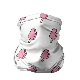 Бандана-труба 3D с принтом Мороженое розовое в Петрозаводске, 100% полиэстер, ткань с особыми свойствами — Activecool | плотность 150‒180 г/м2; хорошо тянется, но сохраняет форму | ice cream | мода | мороженое | тренд
